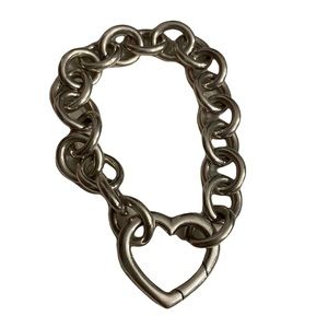TIFFANY & CO. STERLING SILVER LINK CHARM BRACELET W/ HEART / LOBSTER CLASP 7.5”